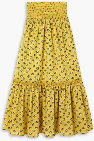 Tory Burch Smocked floral-print cotton-voile maxi skirt