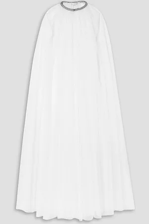 MONIQUE LHUILLIER Brie crystal-embellished Swiss-dot tulle cape