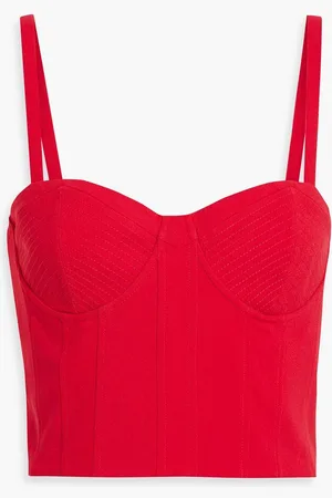 ALICE+OLIVIA Alice Olivia - Adara cropped crepe bustier top