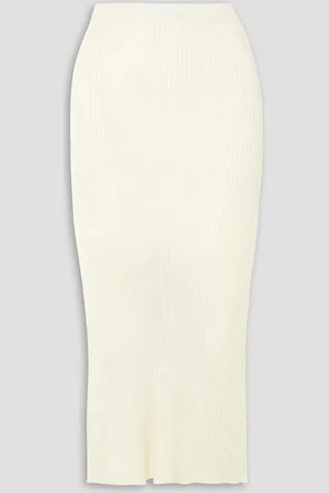 Calle Del Mar Ribbed-knit midi skirt - White