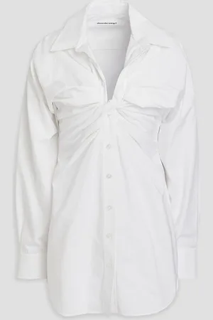 Alexander Wang Ruched cotton-poplin mini shirt dress