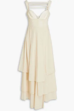 A.W.A.K.E. MODE Layered wool-blend midi dress - White