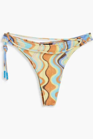 Jacquemus Barco bead-embellished printed mid-rise bikini briefs - Blue