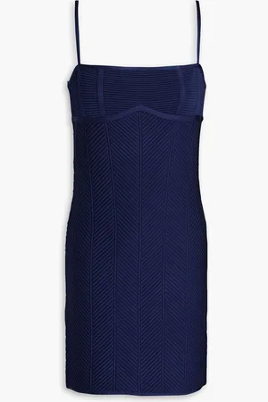 Hervé Léger Ribbed bandage mini dress - Blue