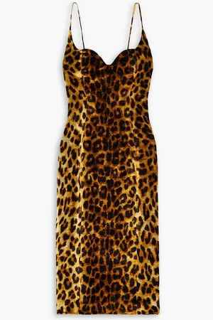 HALPERN Leopard-print velvet midi dress