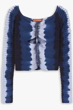 Altuzarra Adan off-the-shoulder cutout pintucked tie-dyed top - Blue