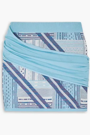 Ahluwalia Bioko draped intarsia wool-blend mini skirt - Blue