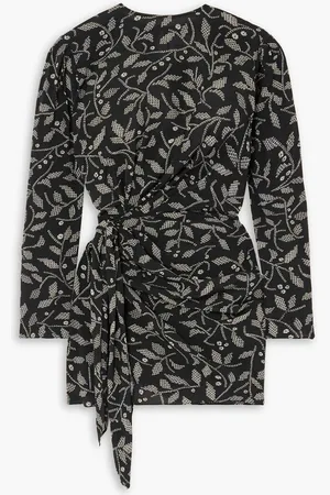 Marant Etoile Dulce draped printed crepe de chine mini dress