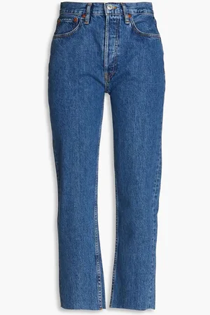 RE/DONE 70s cropped high-rise straight-leg jeans - Blue