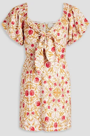 Rebecca Vallance Catania off-the-shoulder printed linen-blend mini dress