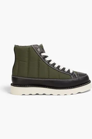 Good News Roopa quilted ripstop and leather ankle boots - Green