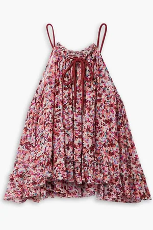 Marant Etoile Fabino ruffled printed chiffon camisole