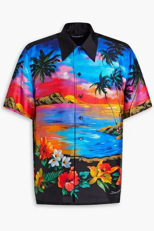 Dolce & Gabbana Printed silk-twill shirt - Blue