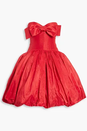 Oscar de la Renta Strapless bow-detailed silk-taffeta mini dress