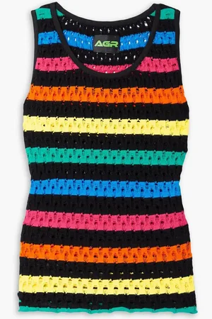 AGR Striped cropped open-knit tank