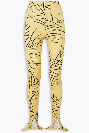 RODARTE Printed stretch-crepe leggings - Yellow