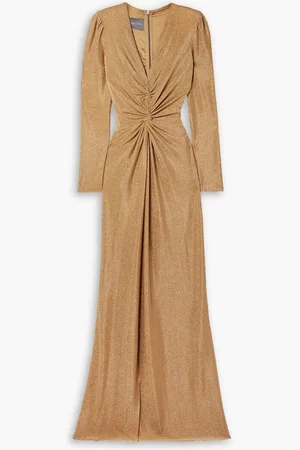MONIQUE LHUILLIER Twist-front metallic stretch-jersey gown - Metallic