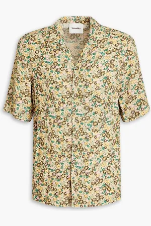 Nanushka Floral-print crinkled-crepe shirt - Neutral