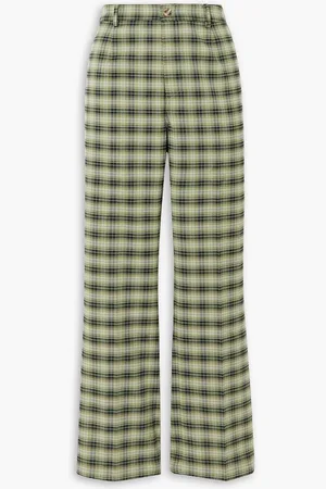 Reformation Franklin plaid straight-leg pants - Green