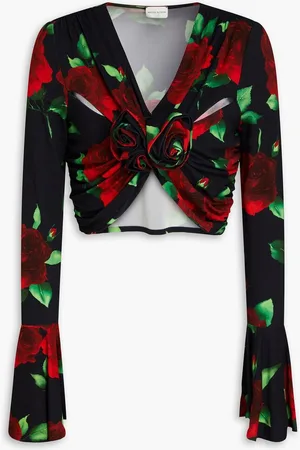 MAGDA BUTRYM Cropped floral-print stretch-jersey top
