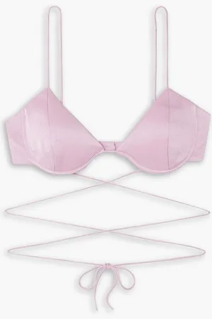 ALEX PERRY Holt satin-crepe bra top - Purple