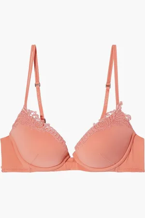 La Perla Annaluna guipure lace-trimmed stretch-jersey underwired push-up bra - Orange