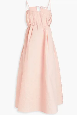 RACHEL GILBERT Theo gathered cloqué midi dress - Pink