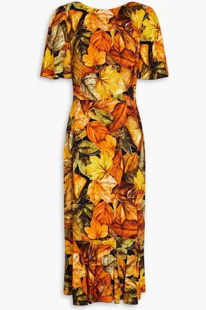 Dolce & Gabbana Printed crepe midi dress - Yellow
