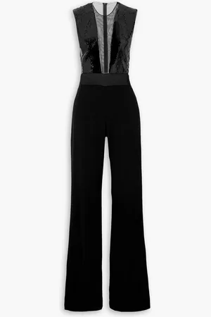 GALVAN Sequined tulle and crepe jumpsuit