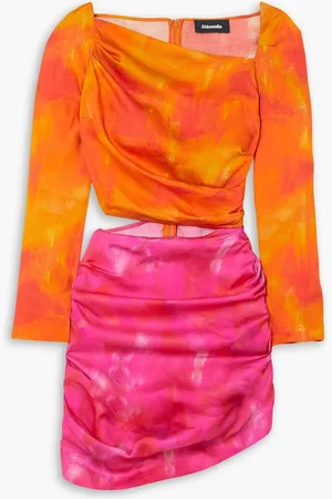 Ahluwalia Femi asymmetric printed cutout satin mini dress