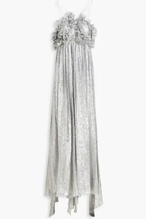 PETAR PETROV Allas ruffled silk-blend lamé maxi dress - Metallic
