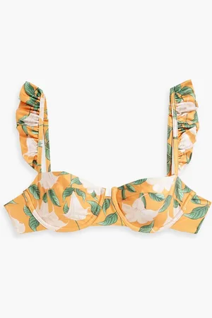 Agua by Agua Bendita Kiwi Sabanero Dorado ruffled floral-print underwired bikini top