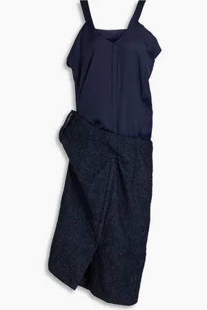 Maison Margiela Twill-paneled wool and cotton-blend midi dress - Blue