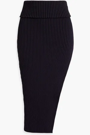 Nicholas Ribbed-knit midi skirt - Blue