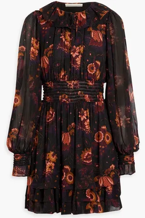 ULLA JOHNSON Adara ruffled floral-print silk-chiffon mini dress
