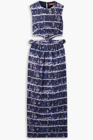 Altuzarra Ashima cutout tie-dyed cotton-blend poplin midi dress - Blue