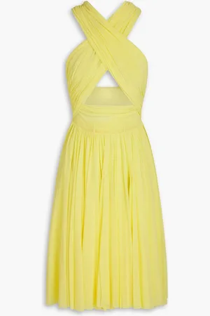 Serafini Ruched cutout stretch-mesh dress
