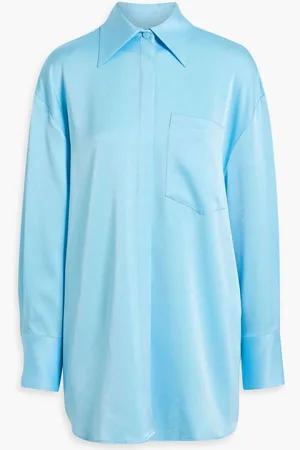 ALEX PERRY Lovell oversized satin-crepe shirt - Blue