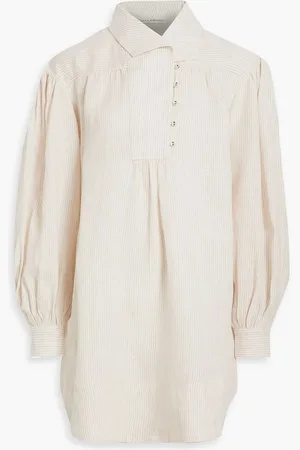 ULLA JOHNSON Dania striped linen mini dress - Neutral