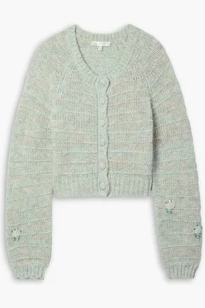 LOVESHACKFANCY Tien embroidered knitted cardigan - Green