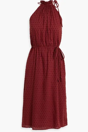 Joie Striped fil coupé cotton-jacquard dress - Red