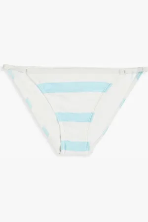 Solid Striped low-rise bikini briefs - Blue