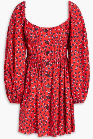 Carolina Herrera Off-the shoulder printed cotton mini dress