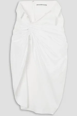 Alexander Wang Draped cotton-blend poplin midi skirt