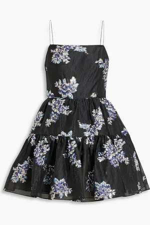 Ml Monique Lhuillier Tiered metallic cloqué mini dress