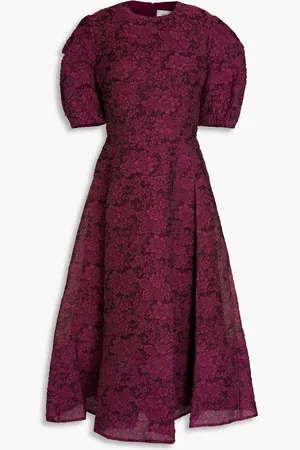 Erdem Kira cloqué-organza midi dress - Purple