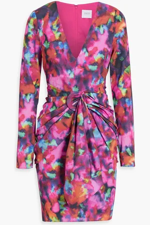 ONE33 SOCIAL Cutout printed crepe mini dress - Pink