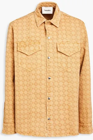 Nanushka Tristo logo-print denim shirt - Neutral