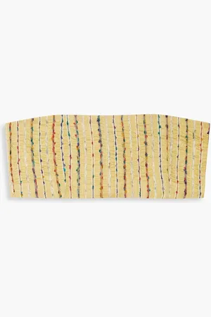 Savannah Morrow Cha-Cha strapless cropped striped silk and cotton-blend top - Yellow