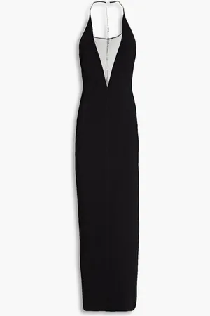 GALVAN Stella crystal-embellished stretch-knit maxi dress